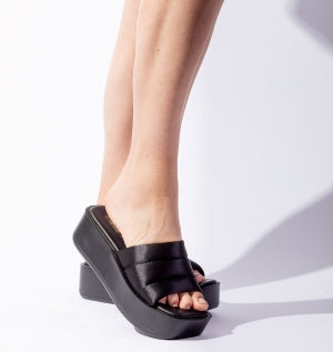 Platform Slide Sandal for Women-Black