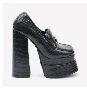 Lemonade Spice Girl Platform Closed Round Toe Block Heel -Black