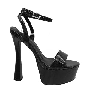 Tuba Strappy Open Toe Platform Block Heel Sandal-Black