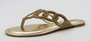 Bamboo Valid-03 Rhinestone Chain Cutout Thong Flat Sandals