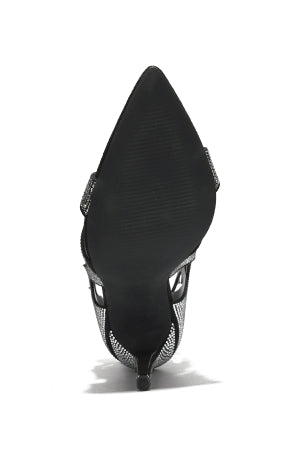 Vitoria Zipper Enclosure Rhinestone Embellished Flame Trimmed Pointy Toe Stiletto Heel Sandal