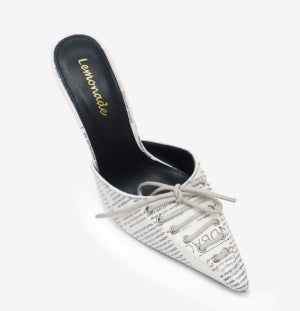 Lemonade Yesterdays News Bow-Detail Peep Toe Stiletto Heel Mule-Black