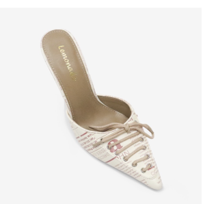 Lemonade Yesterdays News Bow-Detail Peep Toe Stiletto Heel Mule-Brown