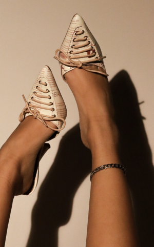 Lemonade Yesterdays News Bow-Detail Peep Toe Stiletto Heel Mule-Brown