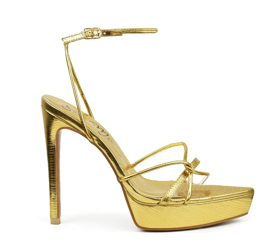 So Me Kyla Strappy Pointy Toe Platform Tail Heel Sandals