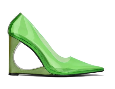 Ara Translucent Upper Detail Pointed Toe Unique Heel Women Pump-Blue