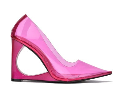 Ara Translucent Upper Detail Pointed Toe Unique Heel Women Pump-Blue