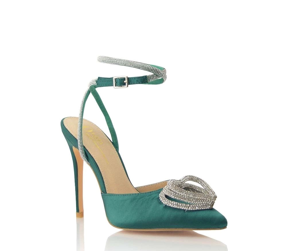 Olivia James Christy Rhinestone Strappy Detail Pointy Toe Stiletto Heel Pump