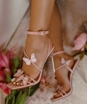 BELLA MARIE Fairy Butterflies Strappy Acrylic Stiletto Heels