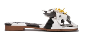 Cape Robbin Fully Vamp Flower design Spring Women Flat Sandals-Animal