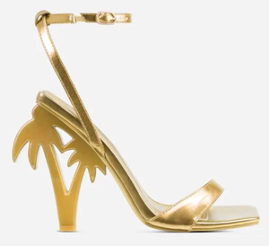 Lemonade Getaway Ankle Strap Square Toe Palm Tree Inspired Heel