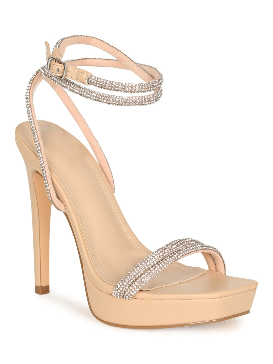  Misty-12 Rhinestone Strappy Platform Stiletto Heels