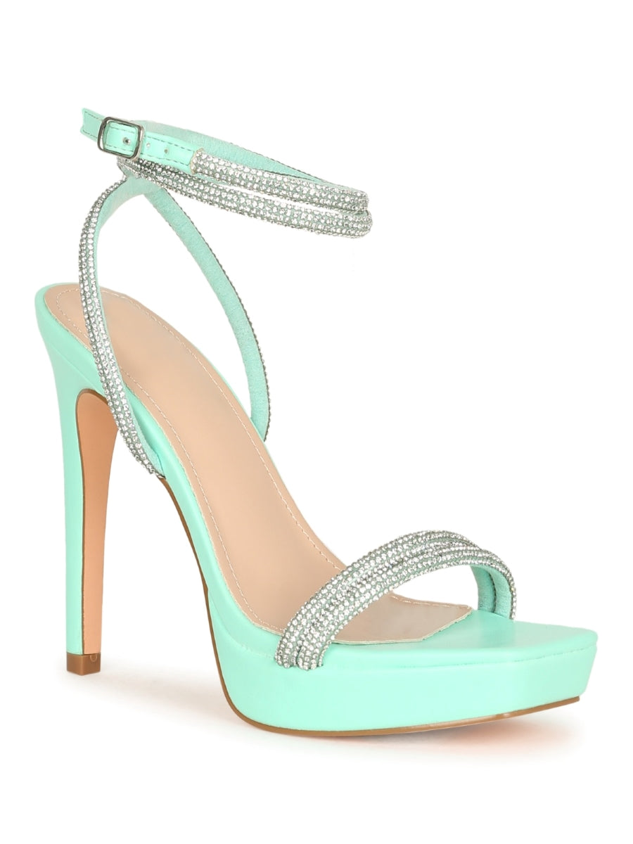 Kayleen Misty-12 Rhinestone Strappy Platform Stiletto Heels-Nude