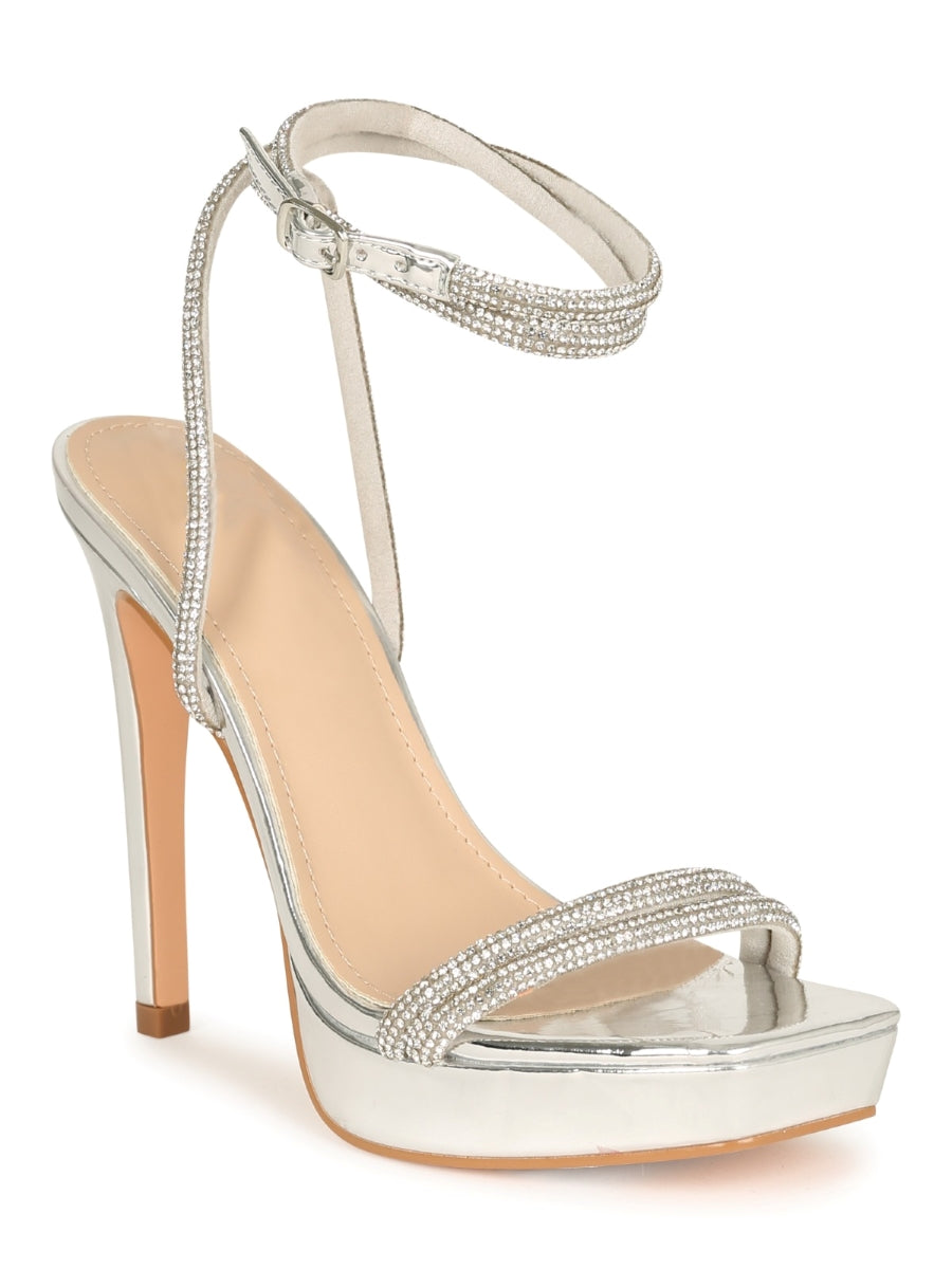 Kayleen Misty-12 Rhinestone Strappy Platform Stiletto Heels-Nude