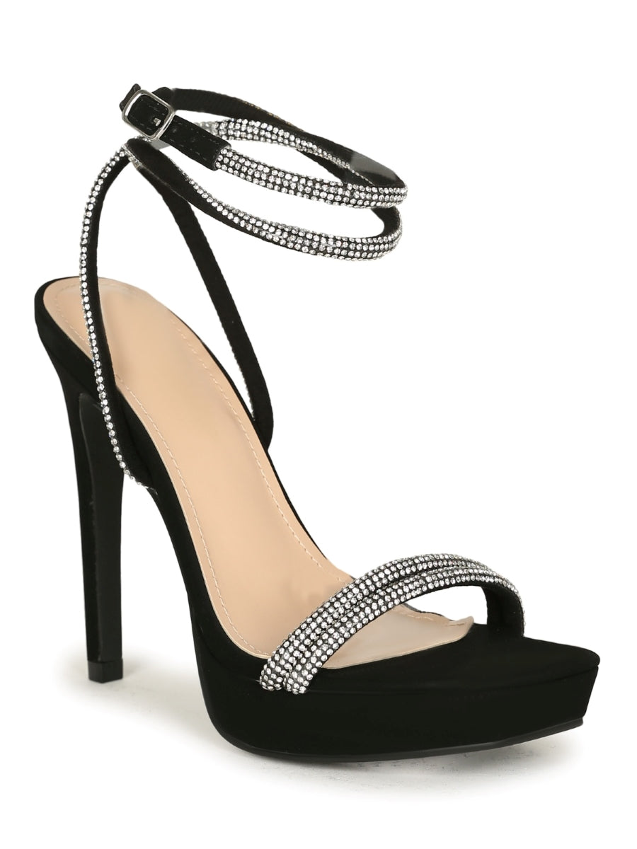 Kayleen Misty-12 Rhinestone Strappy Platform Stiletto Heels-Nude