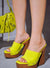 Moika Square Toe Platform Sculptured Block Heel Women Mule-Lime