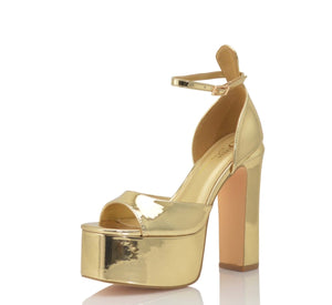 Olivia James Nellie Sculptured Platform Square Peep Toe Block Heel