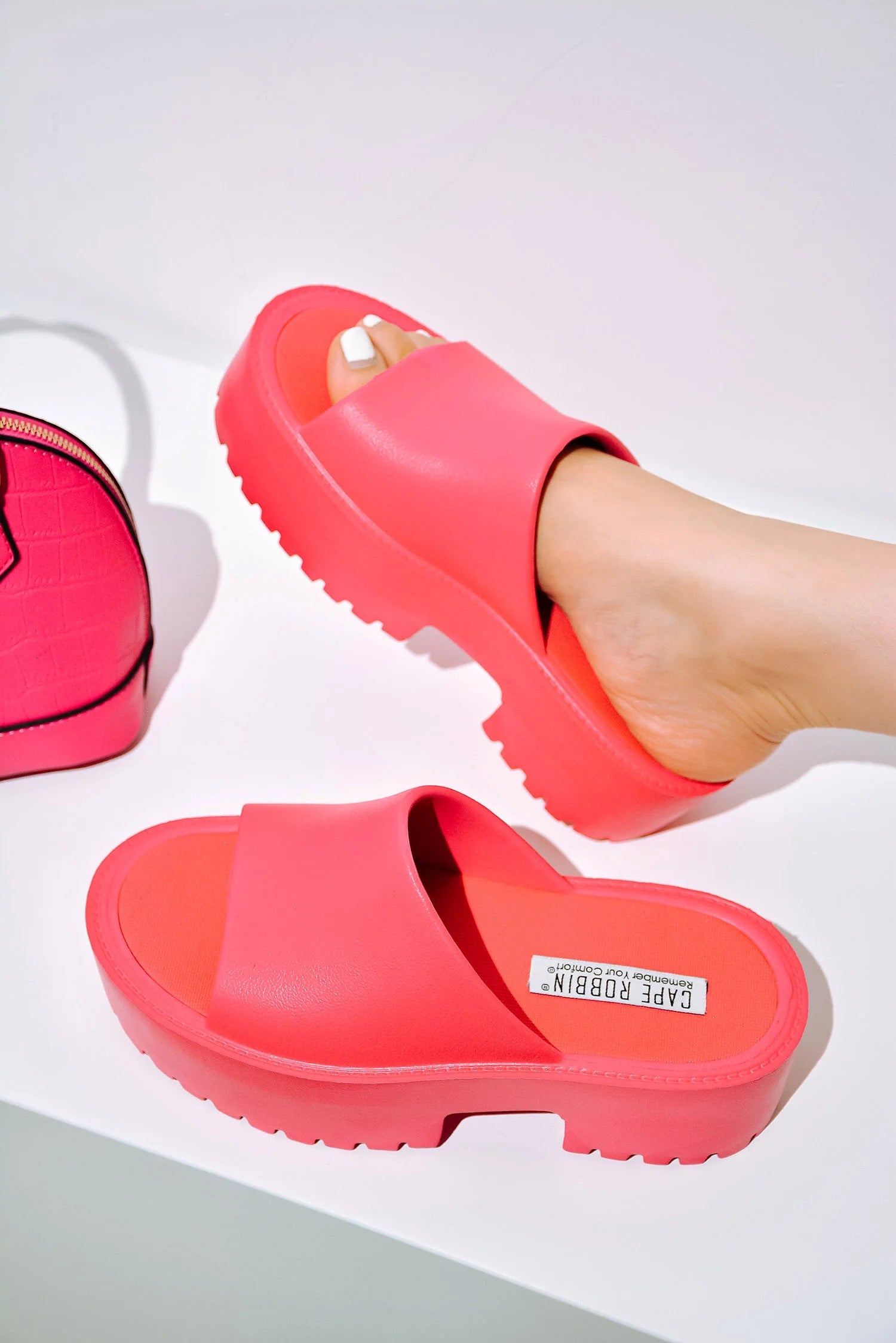 Chunky Platform Women Slip-on Sandals-Fushsia